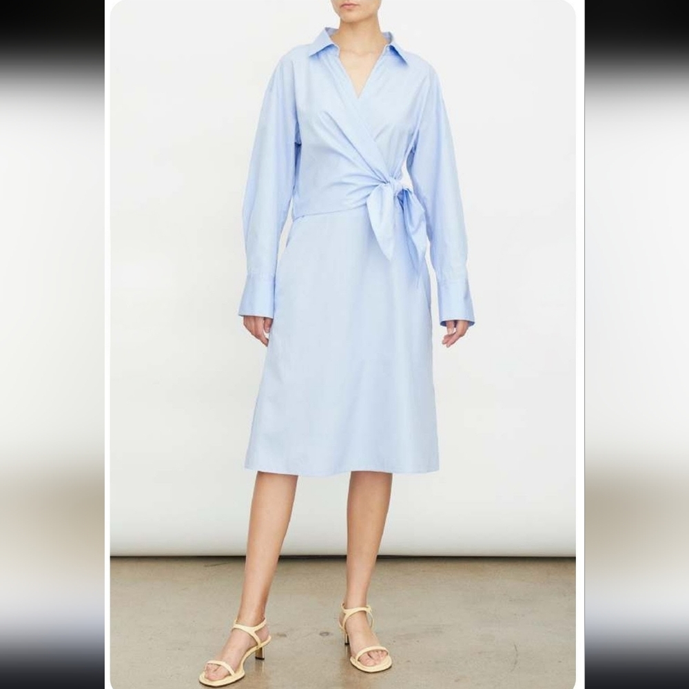 NWT $425 Vince Long-Sleeve Short Wrap Shirtdress Size 8 - Picture 4 of 16